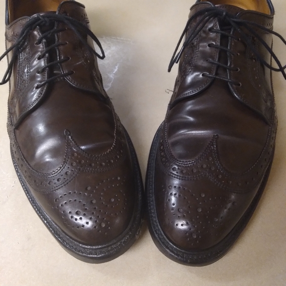 Vintage Shell Cordovan Allen Edmonds MacNeil Long Wingtip Derby's Sz 12 A - Picture 2 of 9